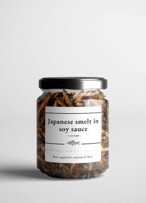 ワカサギの佃煮が入った瓶