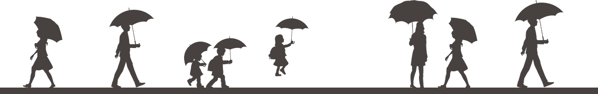 傘を差す可愛い人々
